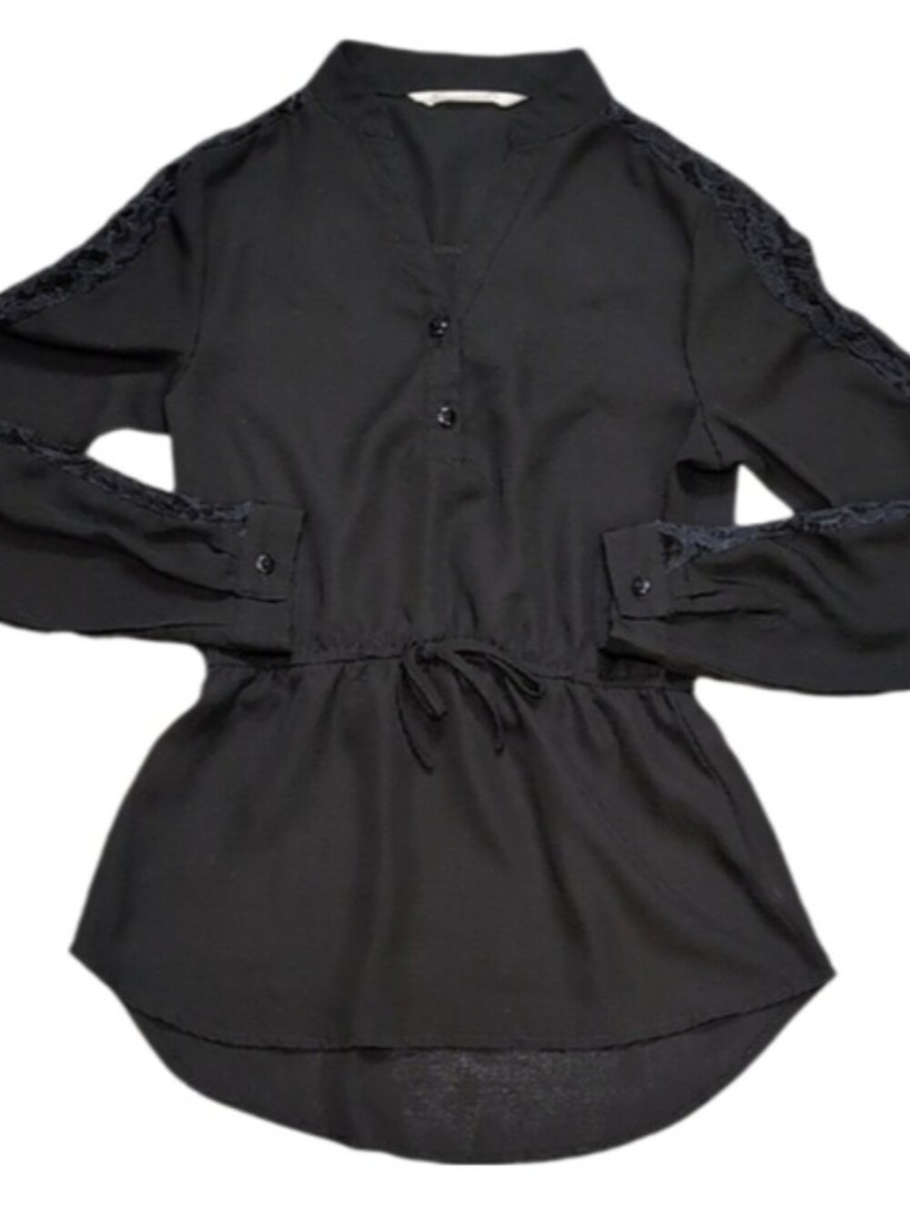 3/$20 Urban Kids Black Tunic Top Long Sleeve Girls Size Medium 10 12 Lace Shirt